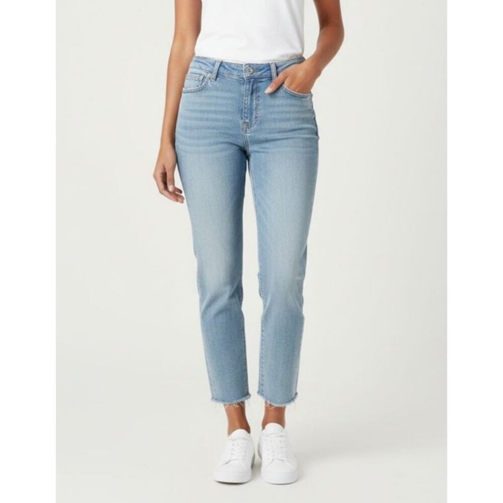 Pistola Arielle Skinny Jeans Raw Hem Light Wash Womens 32 Cropped High Rise